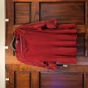 Red lace topped tunic